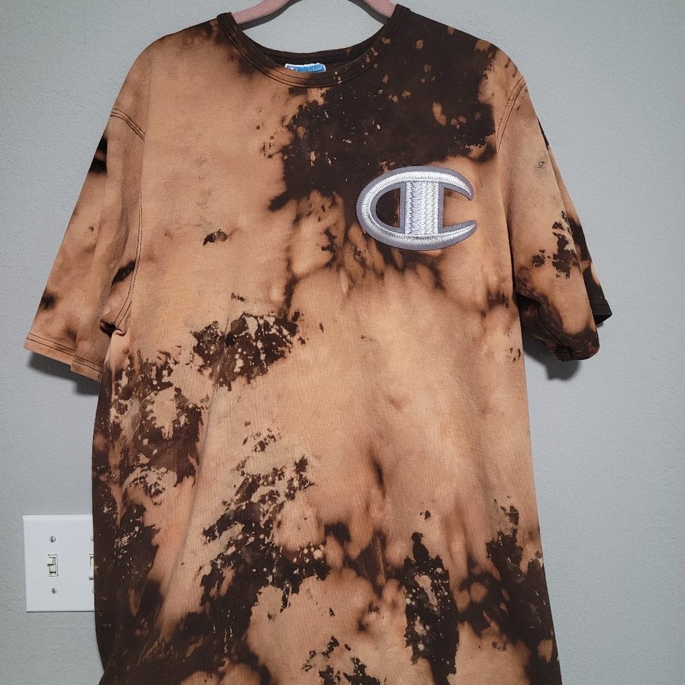 Champion Vintage 90s Bleach Dyed Acid Wash T-Shirt